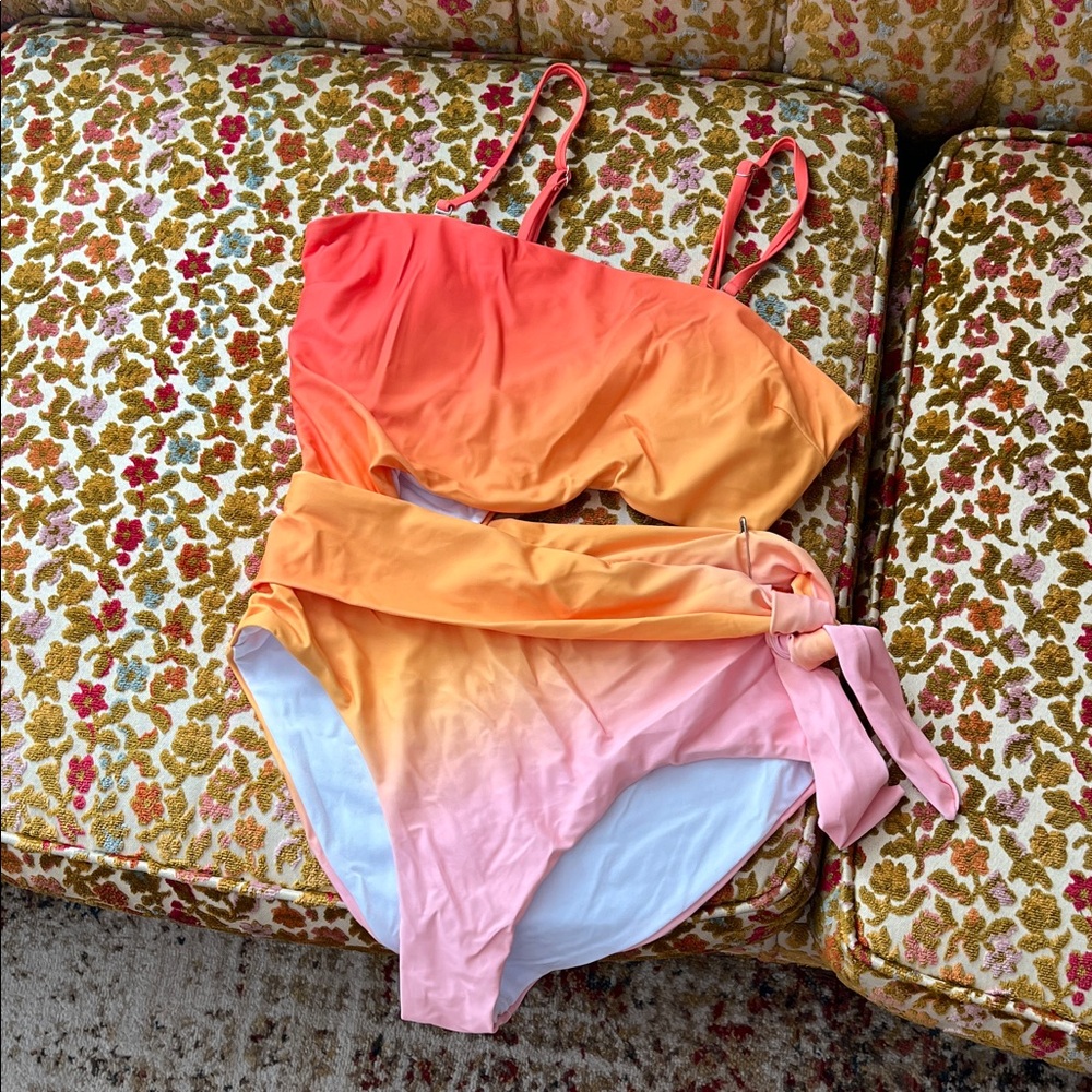 Ombre Coral to Pink Two-Piece Bikini